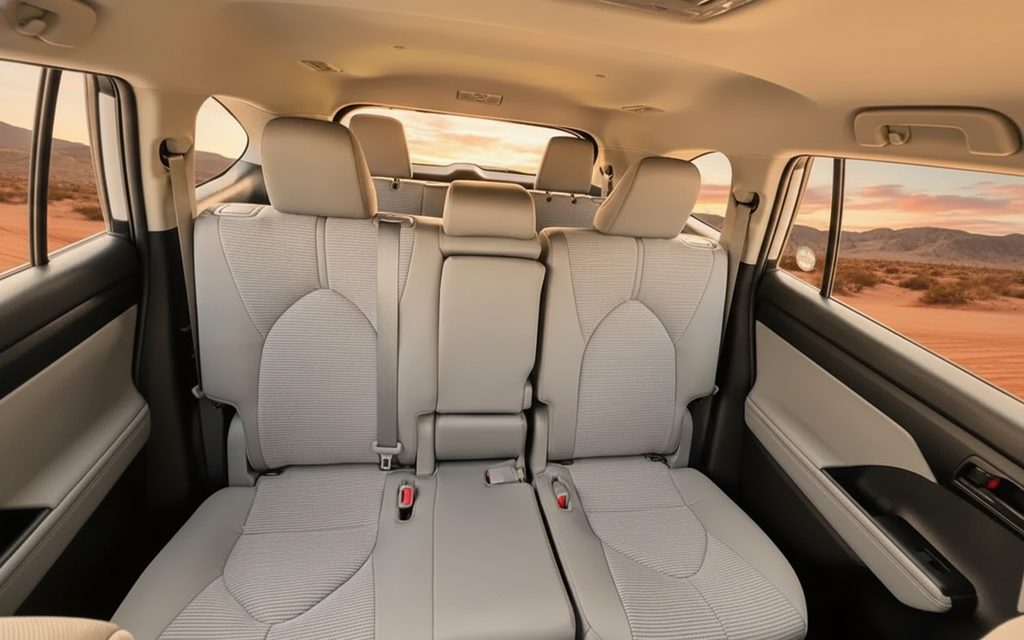Toyota Highlander 2023 leather seats and cabin – rental in Dubai
