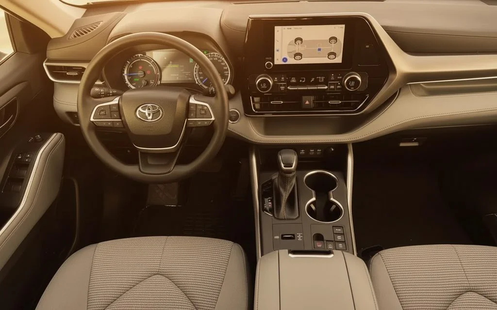 Toyota Highlander 2023 dashboard and infotainment – rental in Dubai