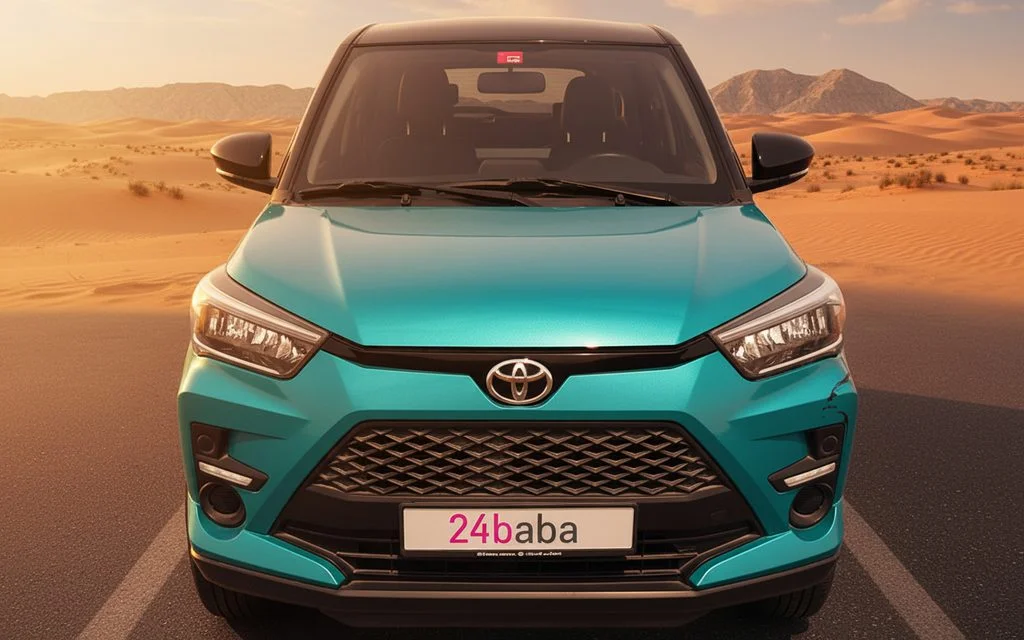 Toyota Raize 2023 Blue front view with headlights – rental in Dubai