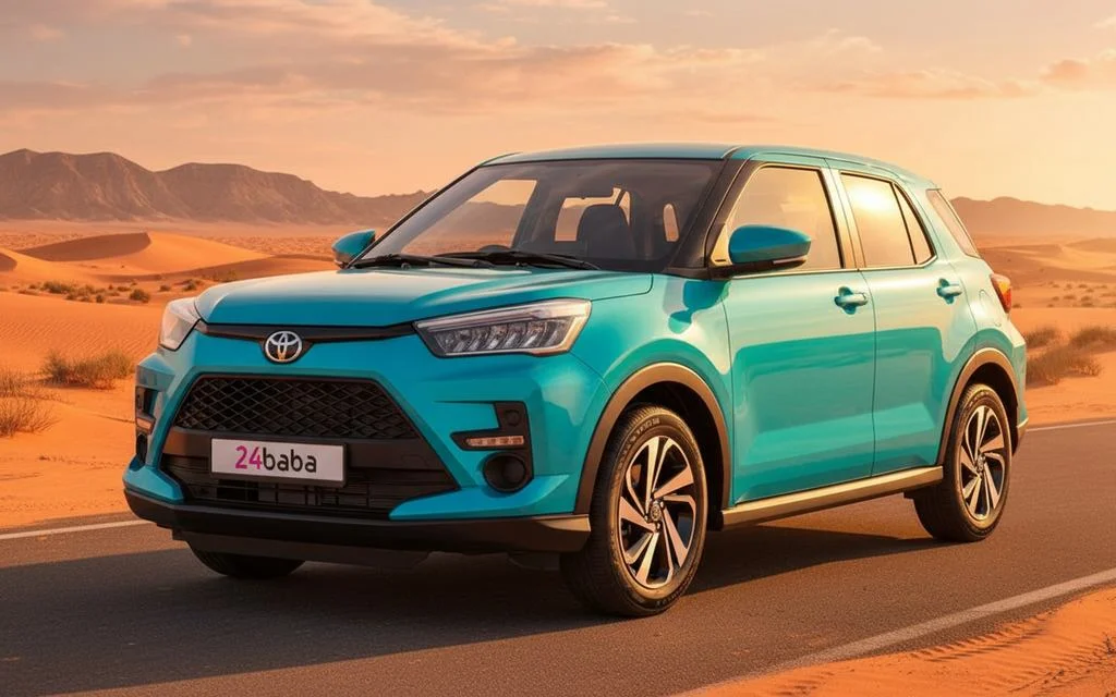 Toyota Raize 2023 Blue front view with headlights – rental in Dubai