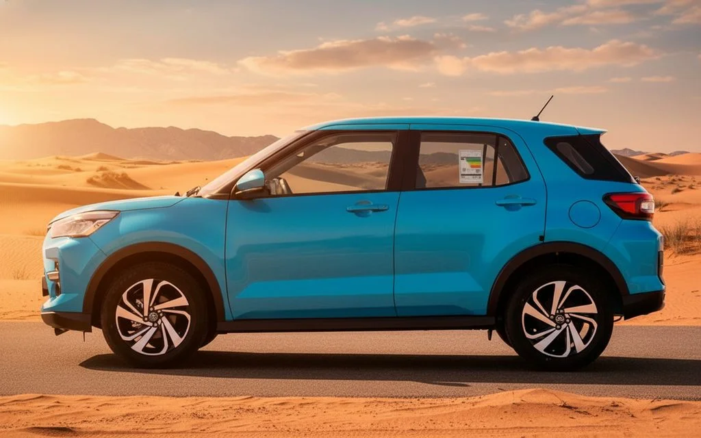 Toyota Raize 2023 Blue side profile – rental in Dubai