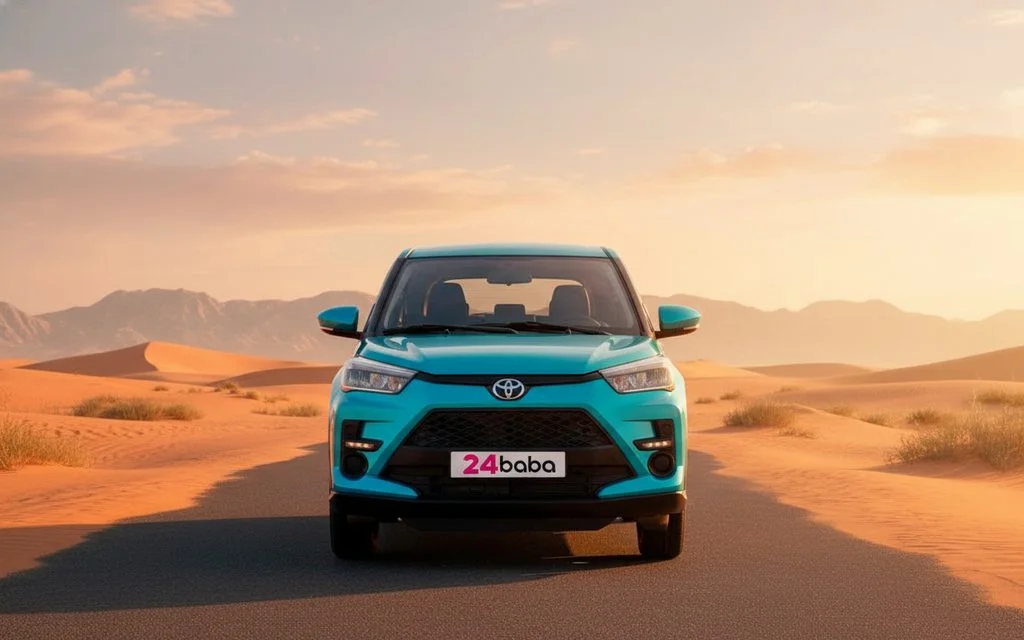 Toyota Raize 2023 Blue front view with headlights – rental in Dubai