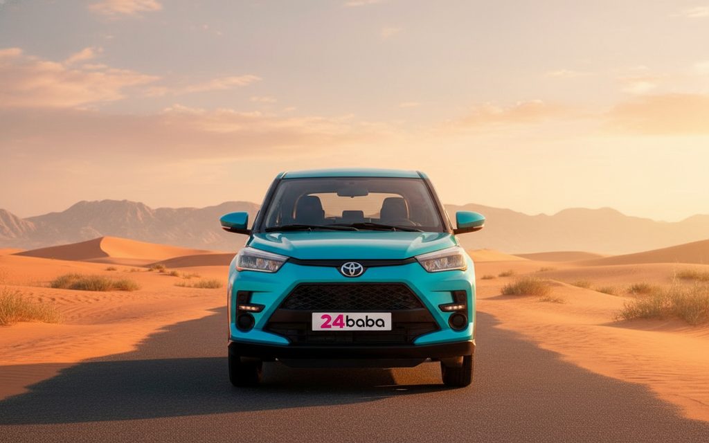 Toyota Raize 2023 Blue front view with headlights – rental in Dubai
