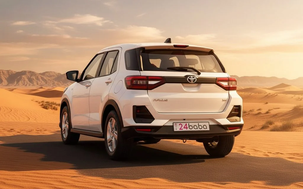 Toyota Raize 2023 White rear view showing taillights – rental in Dubai