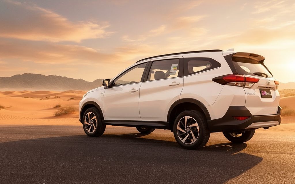 Toyota Rush 2023 White rear view showing taillights – rental in Dubai