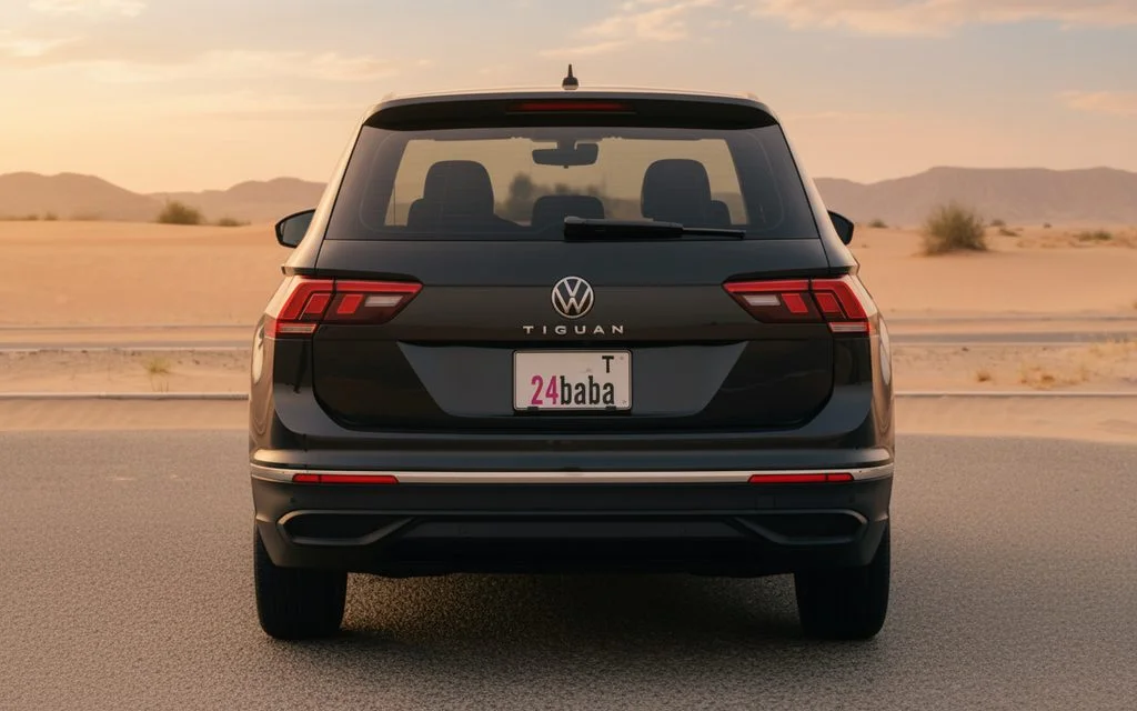 Volkswagen Tiguan 2023 Black rear view showing taillights – rental in Dubai