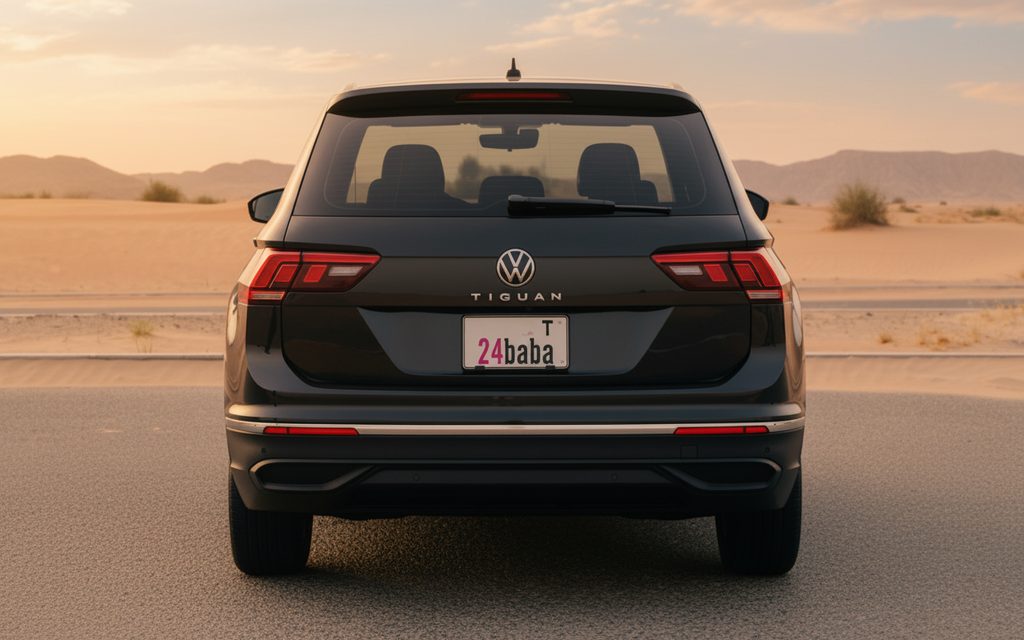 Volkswagen Tiguan 2023 Black rear view showing taillights – rental in Dubai