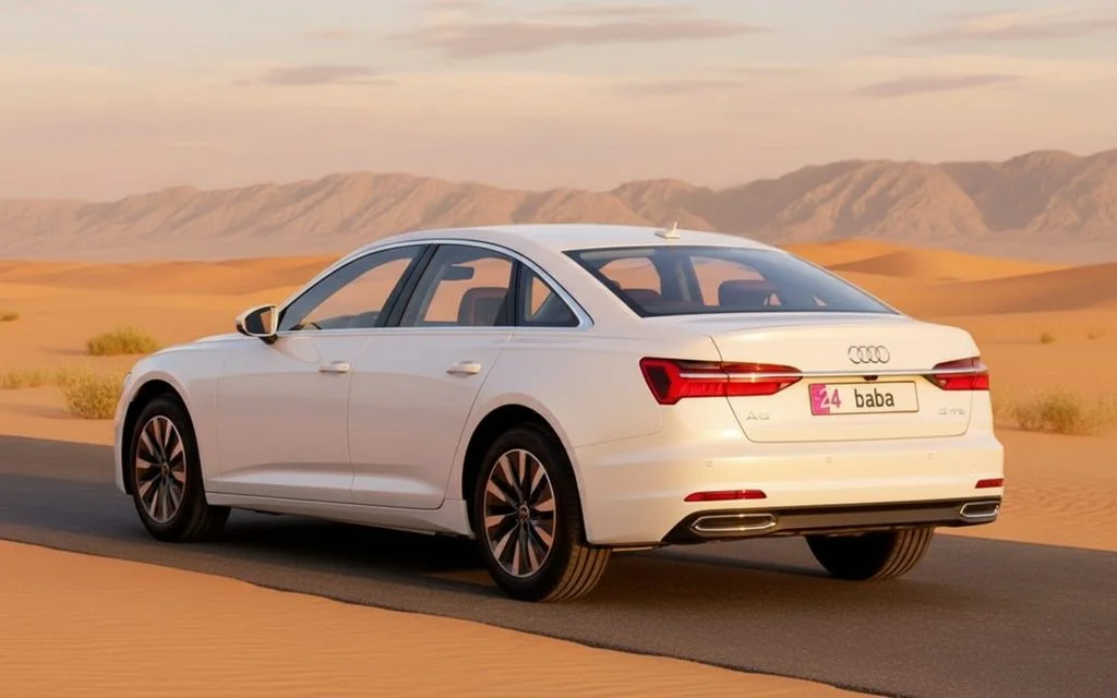Audi A6 2024 White rear view showing taillights