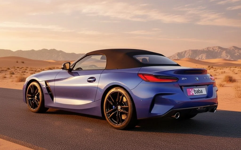Bmw Z4 2024 Blue rear view showing taillights – rental in Dubai