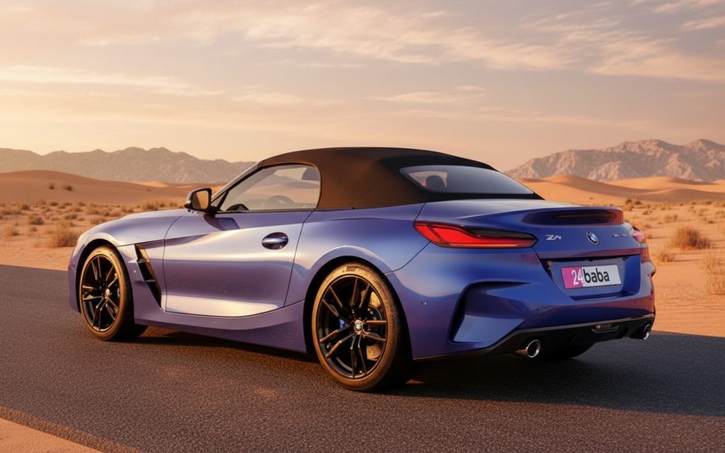 Bmw Z4 2024 Blue rear view showing taillights – rental in Dubai