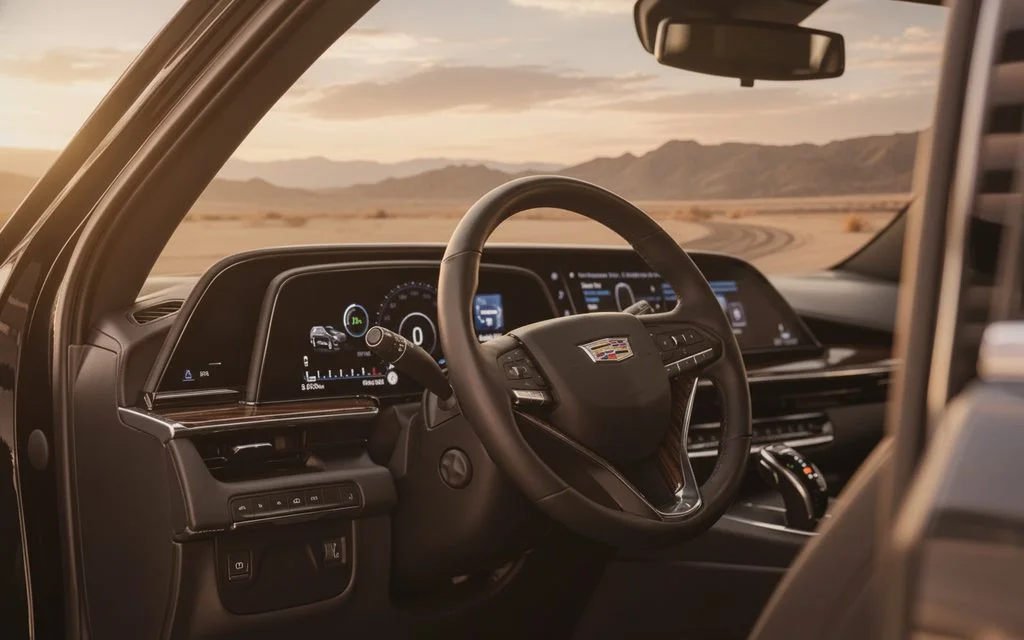Cadillac Escalade 2021 interior view showing trim – rental in Dubai