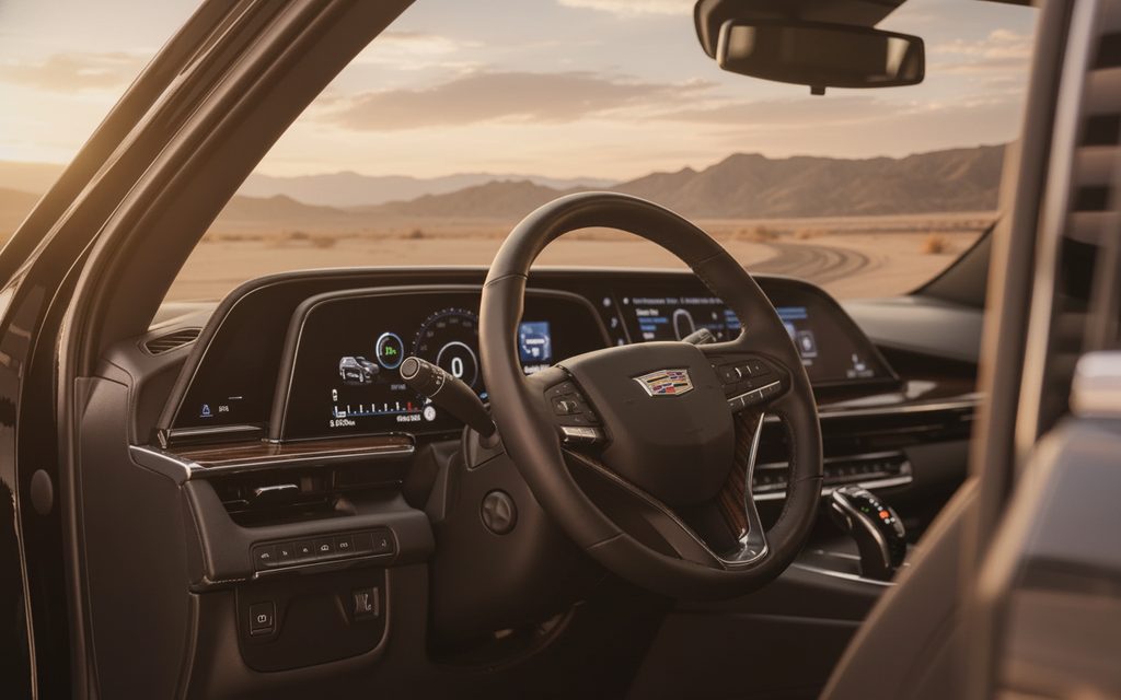 Cadillac Escalade 2021 interior view showing trim – rental in Dubai
