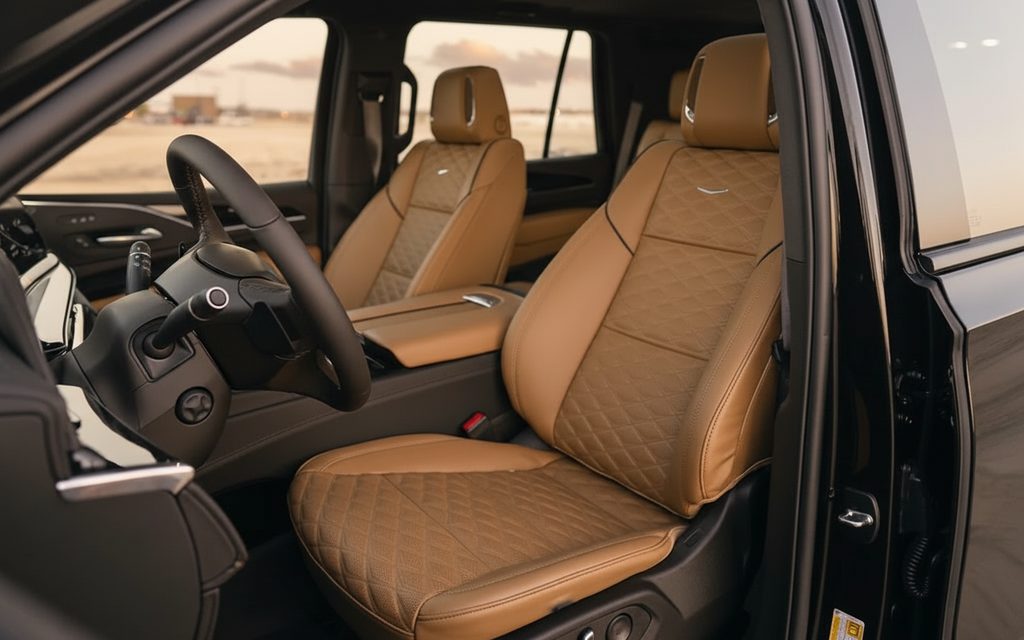 Cadillac Escalade 2023 leather seats and cabin – rental in Dubai