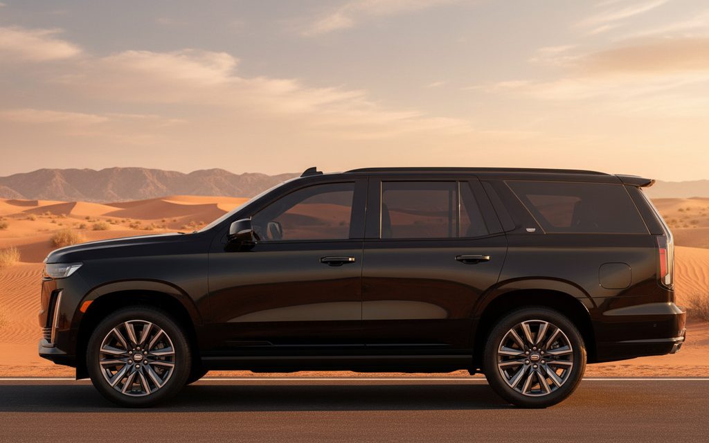 Cadillac Escalade 2024 Black side profile – rental in Dubai
