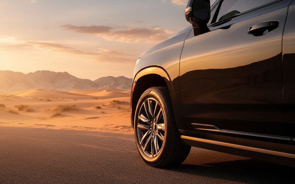 Cadillac Escalade 2024 alloy wheel close up – rental in Dubai