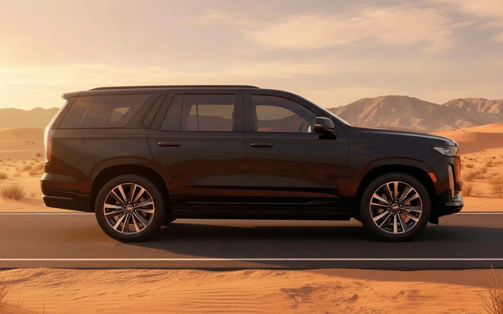 Cadillac Escalade 2025 Black side profile – rental in Dubai