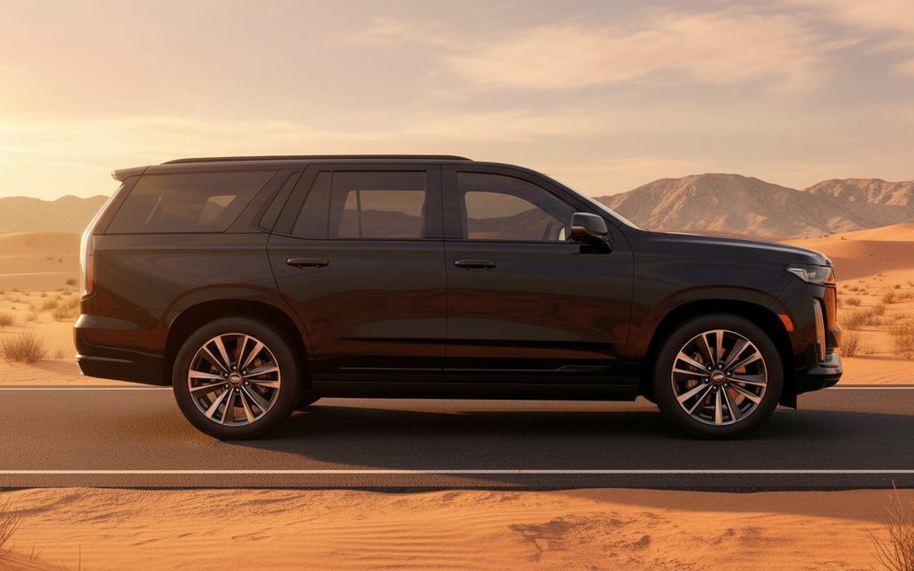 Cadillac Escalade 2025 Black side profile – rental in Dubai