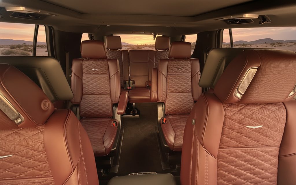 Cadillac Escalade 2025 leather seats and cabin – rental in Dubai