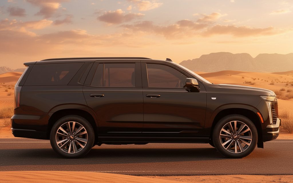 Cadillac Escalade 2025 Black side profile – rental in Dubai