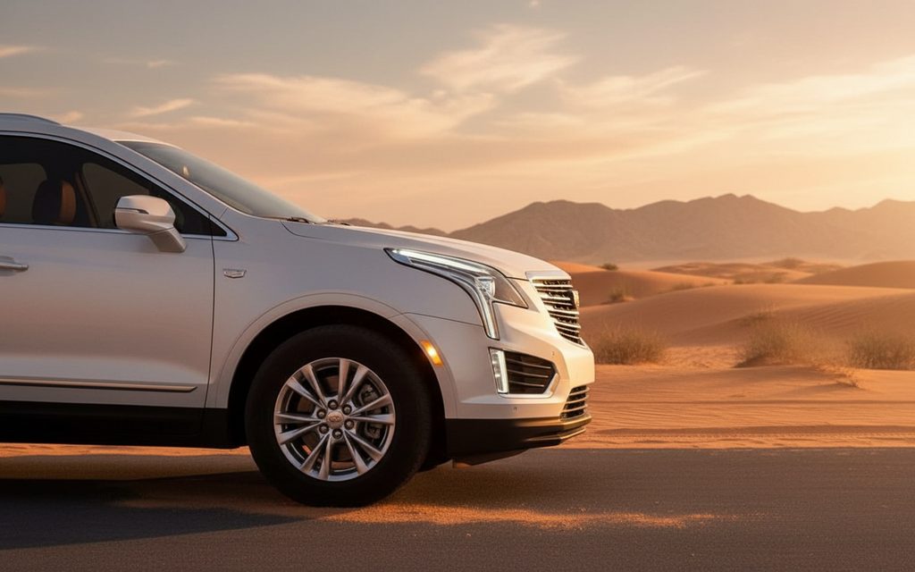 Cadillac Xt5 2022 alloy wheel close up – rental in Dubai