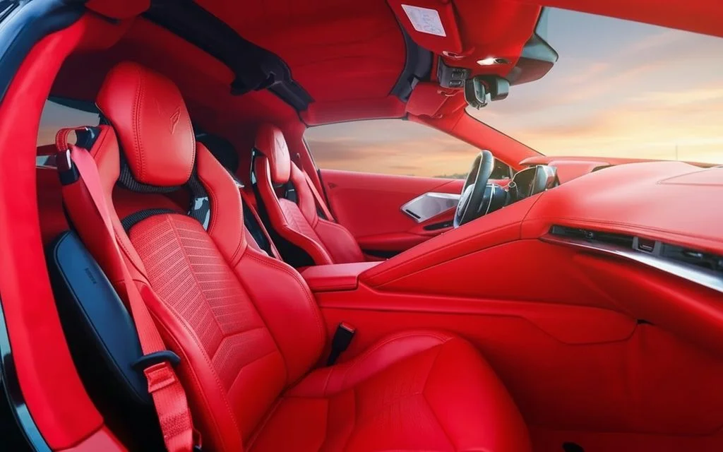 Chevrolet Corvette 2023 Black front view with headlights – rental in Dubai