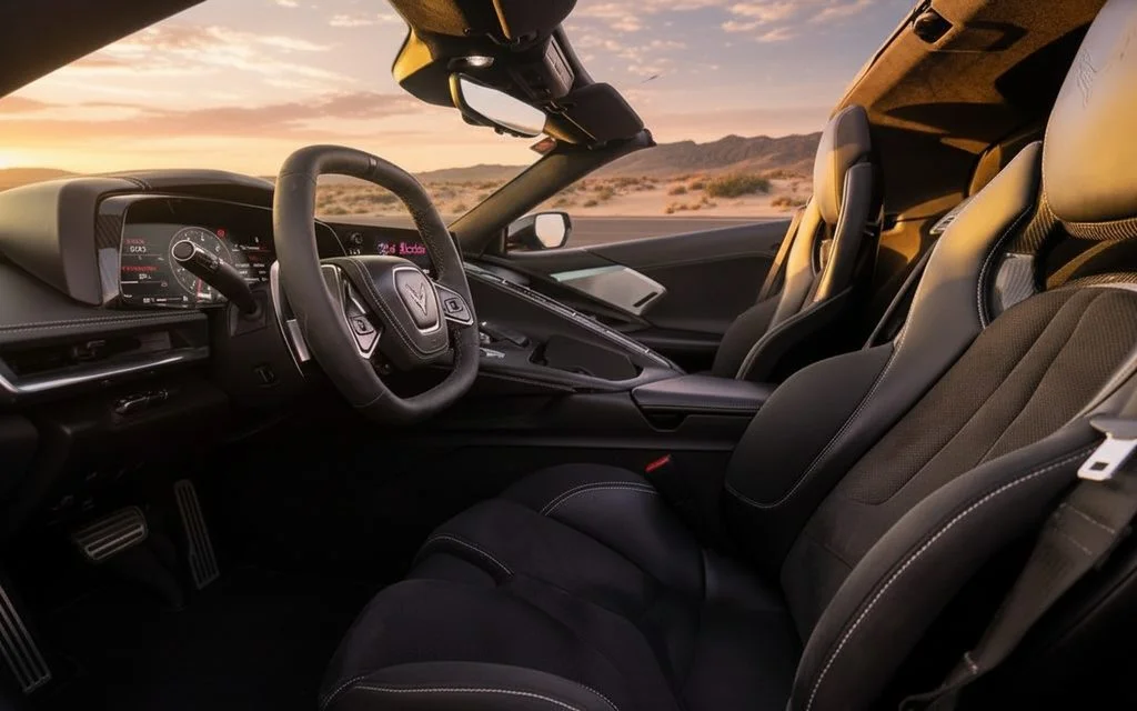 Chevrolet Corvette 2020 interior view showing trim – rental in Dubai