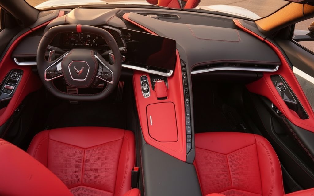 Chevrolet Corvette 2025 leather seats and cabin – rental in Dubai