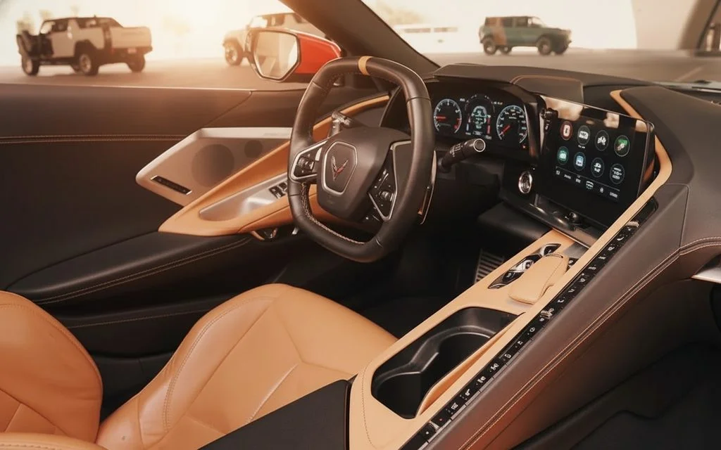 Chevrolet Corvette 2021 interior view showing trim – rental in Dubai