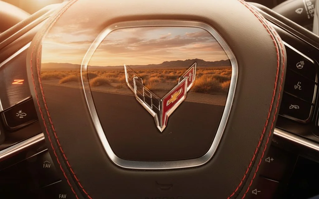 Chevrolet Corvette 2025 interior view showing trim – rental in Dubai