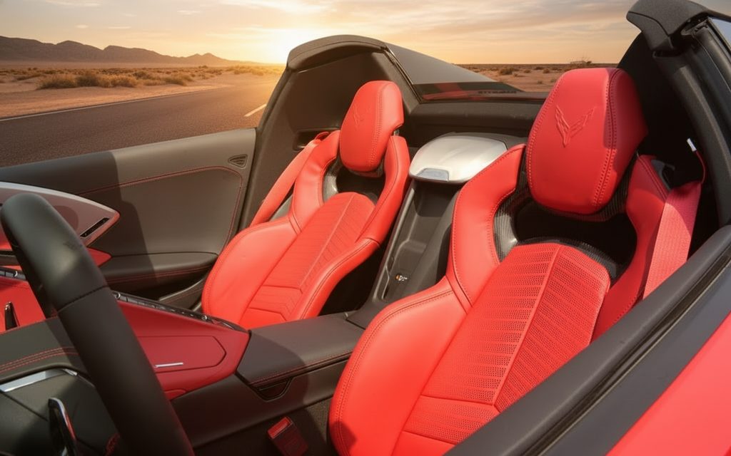 Chevrolet Corvette 2025 leather seats and cabin – rental in Dubai