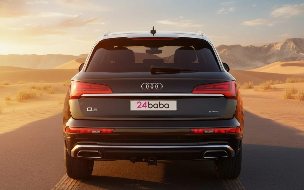Audi Q5 2023 Black rear view showing taillights – rental in Dubai