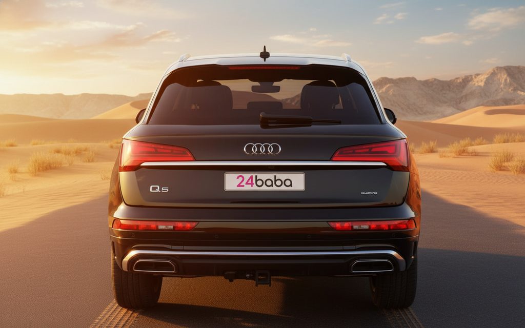 Audi Q5 2023 Black rear view showing taillights – rental in Dubai