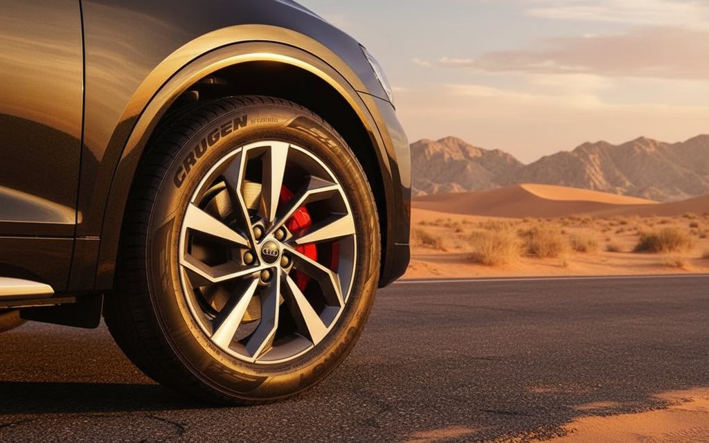 Audi Q5 2023 alloy wheel close up – rental in Dubai