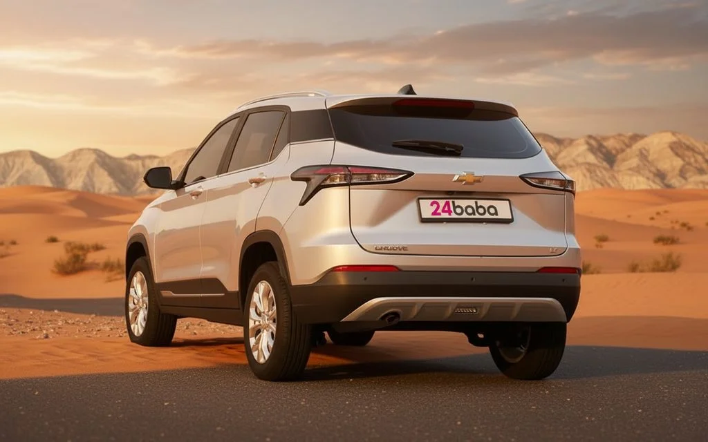 Chevrolet Groove 2024 Silver rear view showing taillights – rental in Dubai