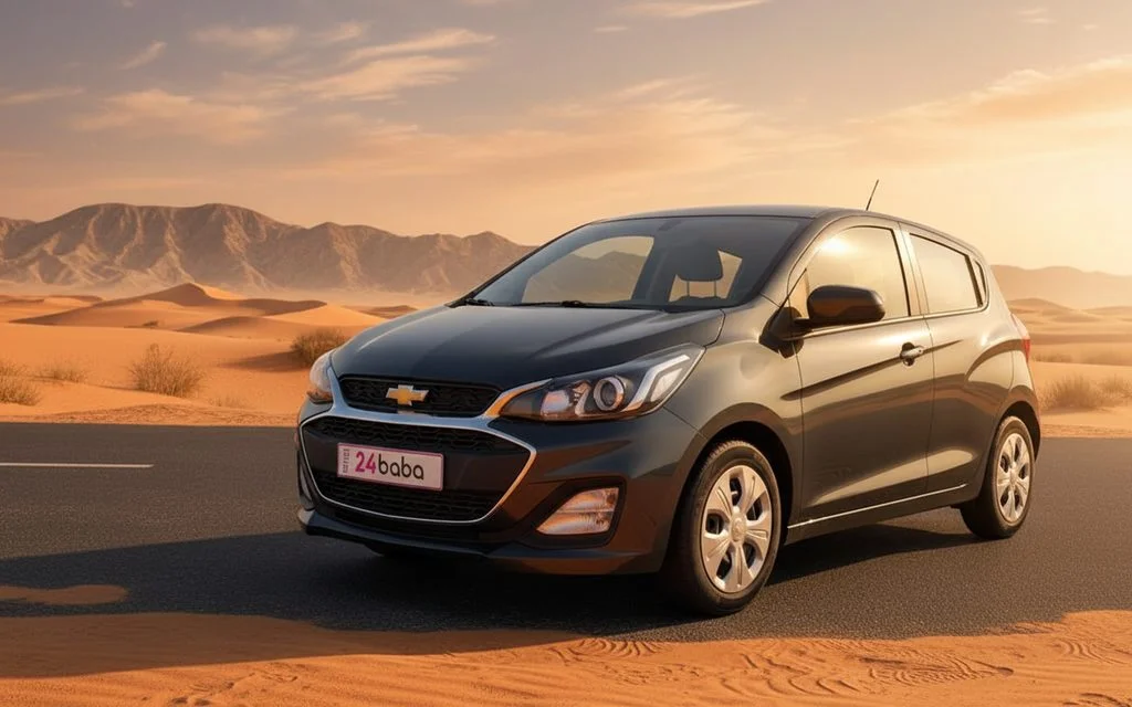 Chevrolet Spark 2020 Black rear view showing taillights – rental in Dubai