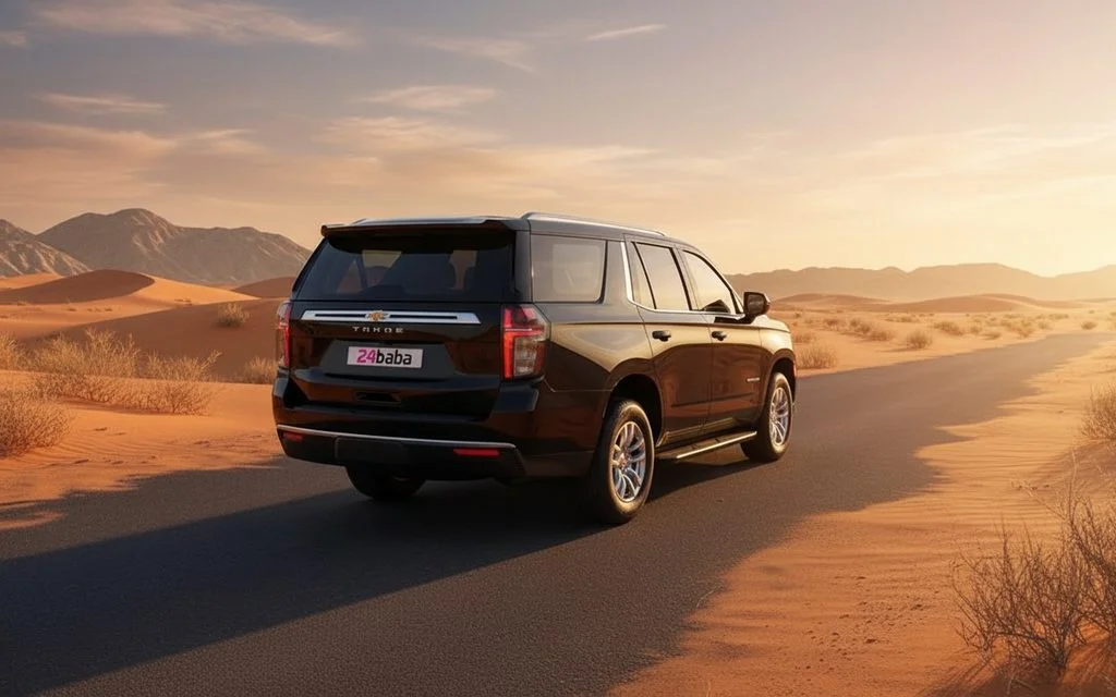 Chevrolet Tahoe 2022 Black rear view showing taillights – rental in Dubai