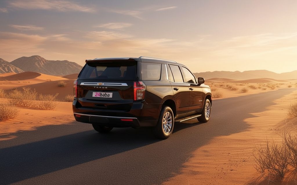 Chevrolet Tahoe 2022 Black rear view showing taillights – rental in Dubai