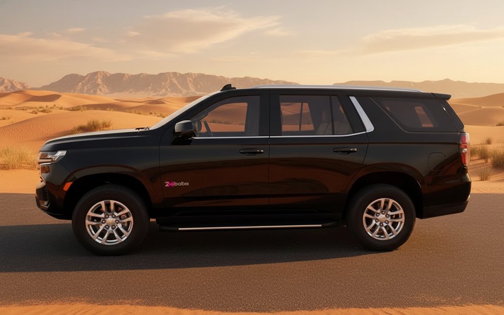 Chevrolet Tahoe 2022 Black side profile – rental in Dubai