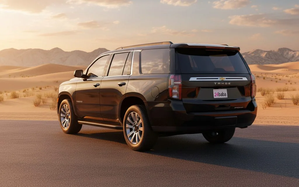 Chevrolet Tahoe 2022 Black rear view showing taillights – rental in Dubai