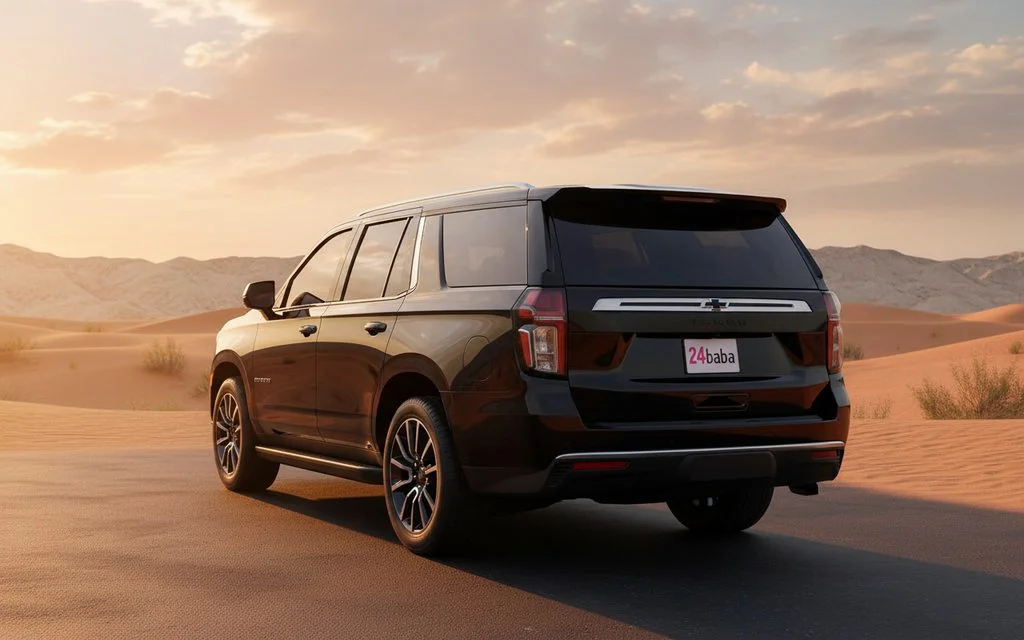 Chevrolet Tahoe 2023 Black rear view showing taillights – rental in Dubai