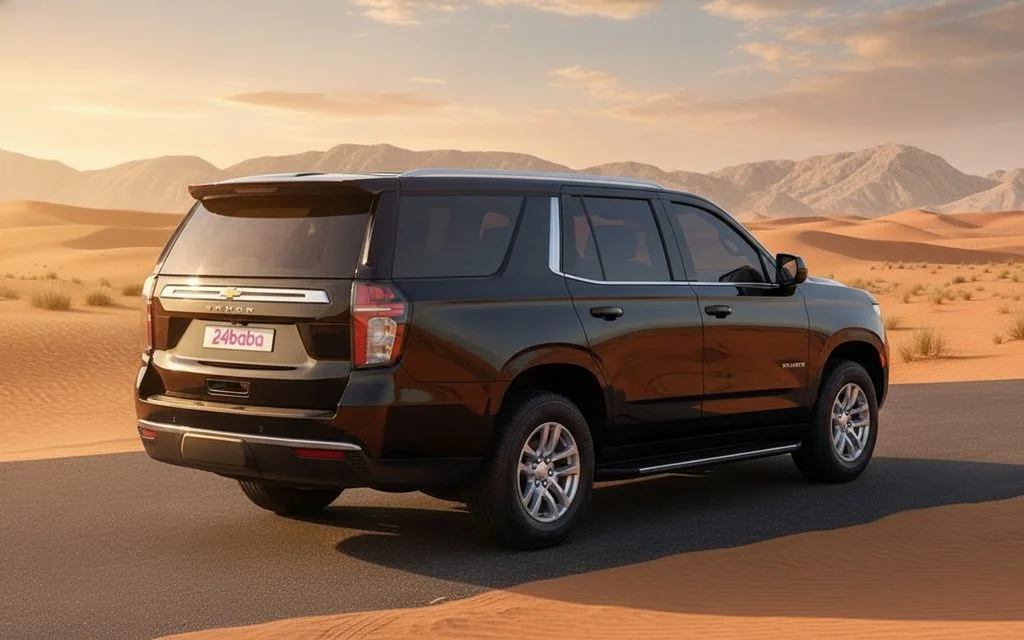 Chevrolet Tahoe 2023 Black rear view showing taillights – rental in Dubai