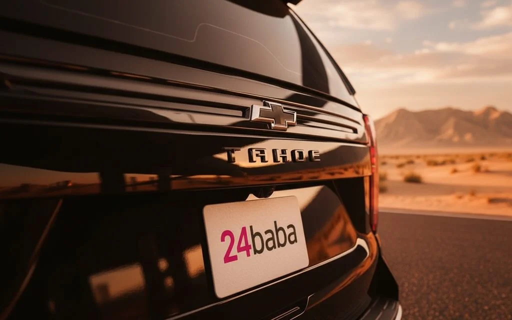 Chevrolet Tahoe 2023 Black rear view showing taillights – rental in Dubai