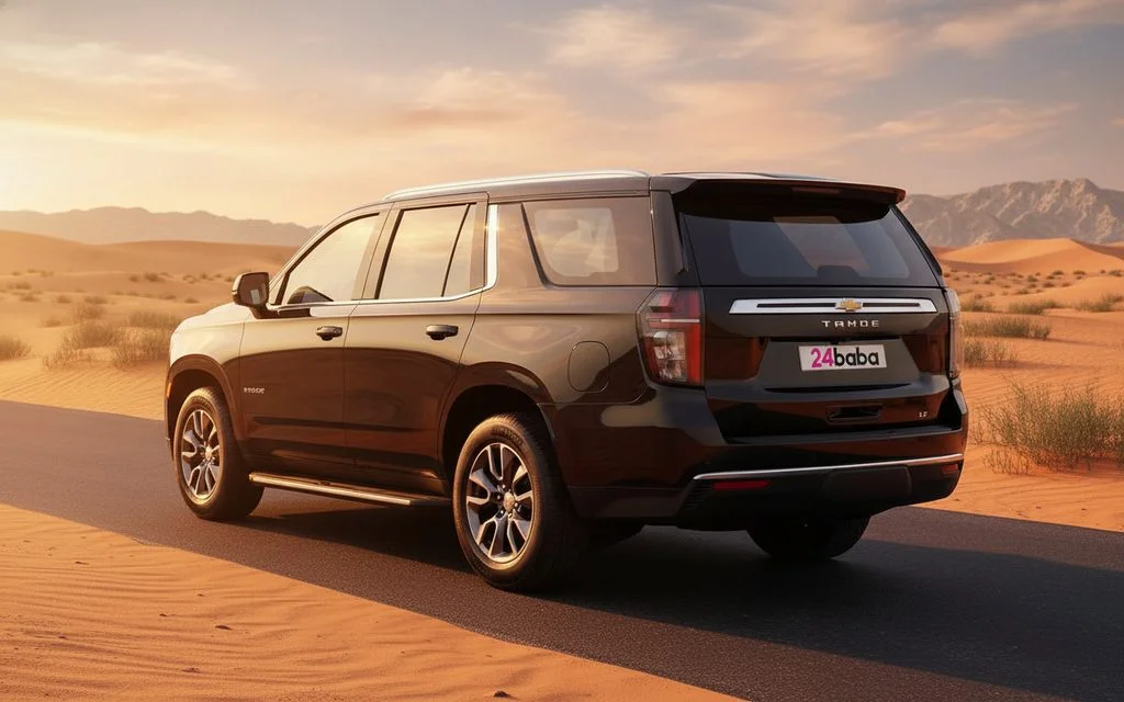 Chevrolet Tahoe 2024 Black rear view showing taillights – rental in Dubai