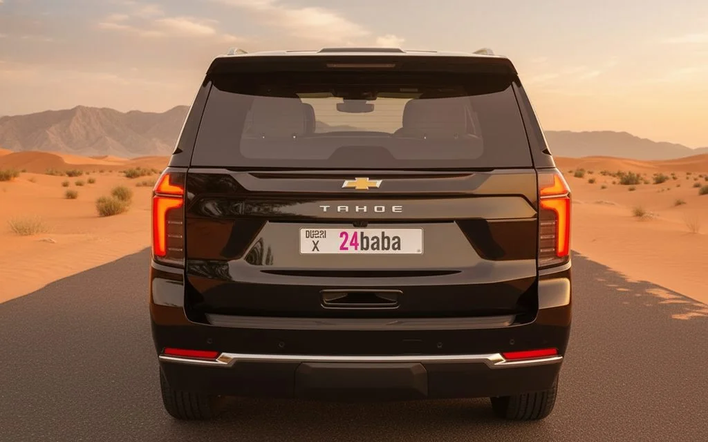 Chevrolet Tahoe 2026 Black rear view showing taillights – rental in Dubai