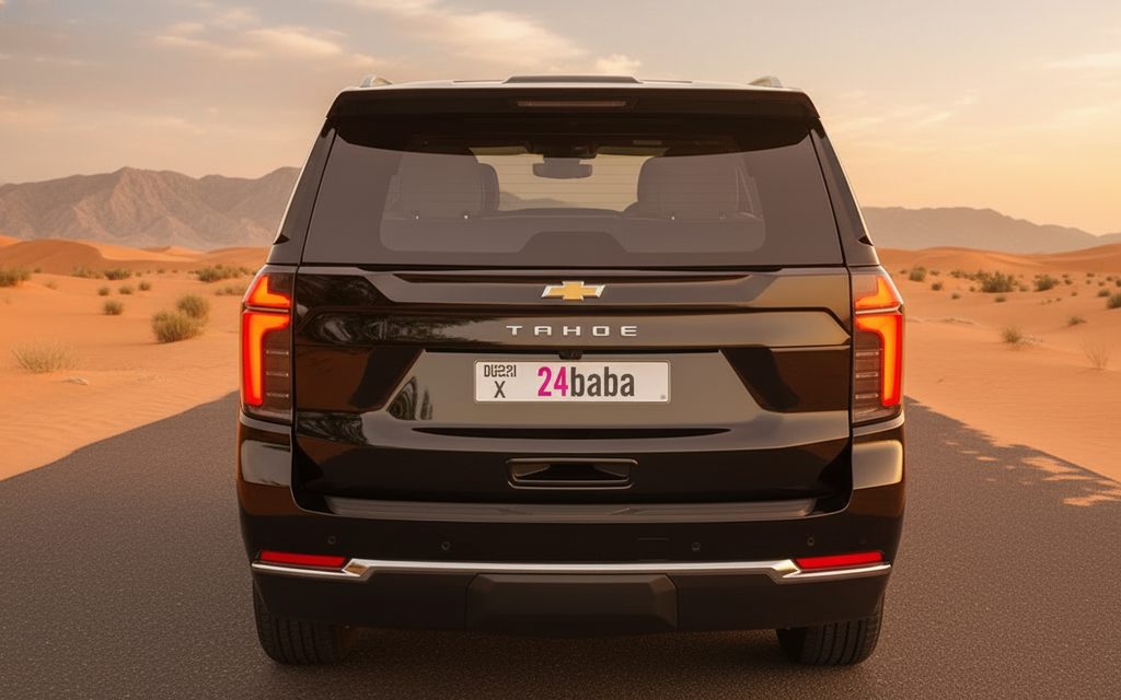 Chevrolet Tahoe 2026 Black rear view showing taillights – rental in Dubai