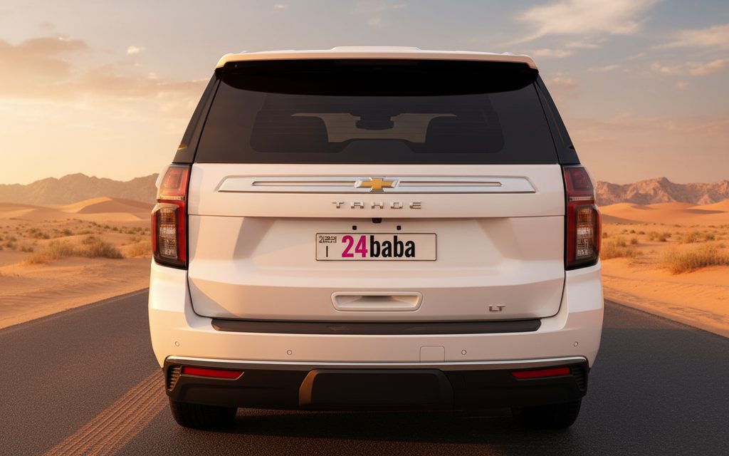 Chevrolet Tahoe 2023 White rear view showing taillights – rental in Dubai