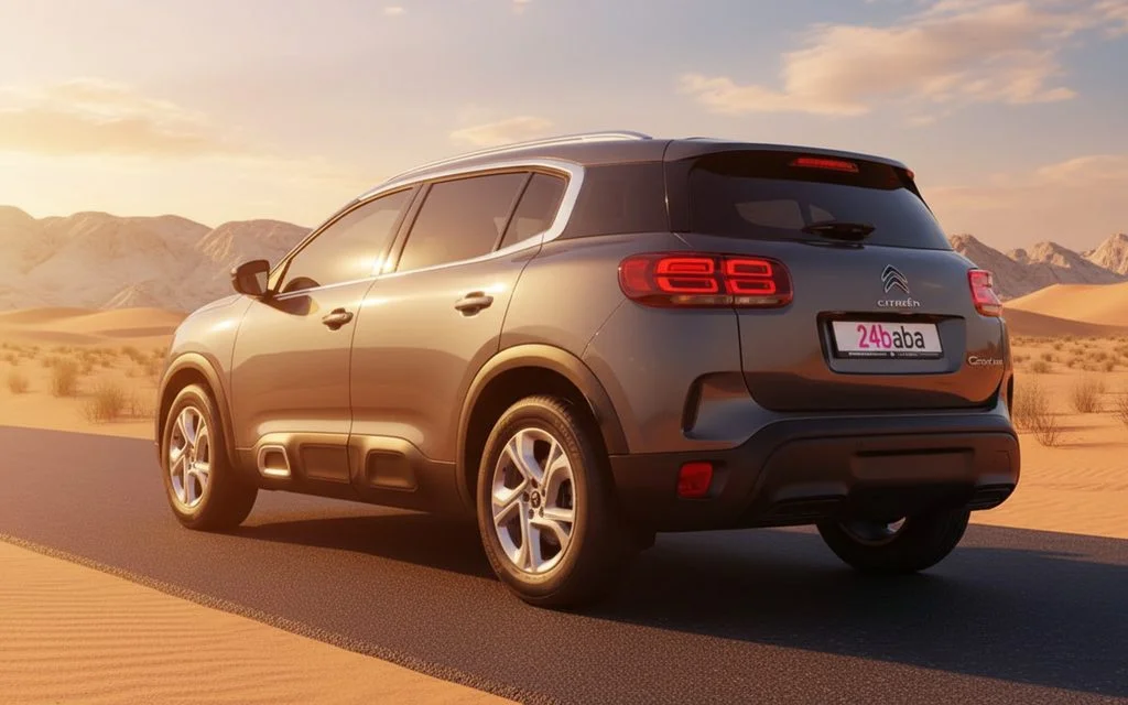 Citroen C5 2022 Grey rear view showing taillights – rental in Dubai