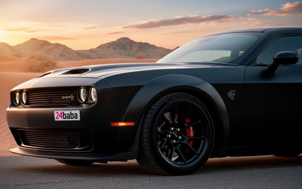 Dodge Challenger 2022 alloy wheel close up – rental in Dubai