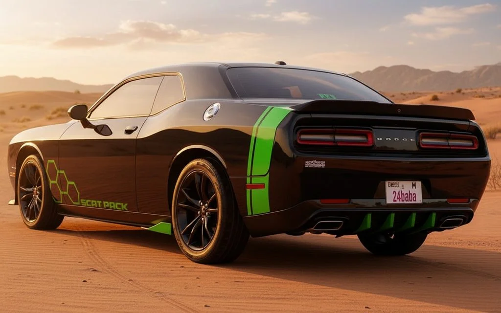 Dodge Challenger 2025 alloy wheel close up – rental in Dubai