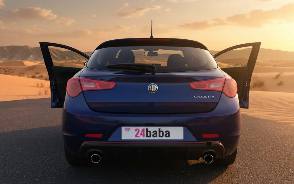 AlfaRomeo Giulietta 2020 Blue rear view showing taillights – rental in Dubai